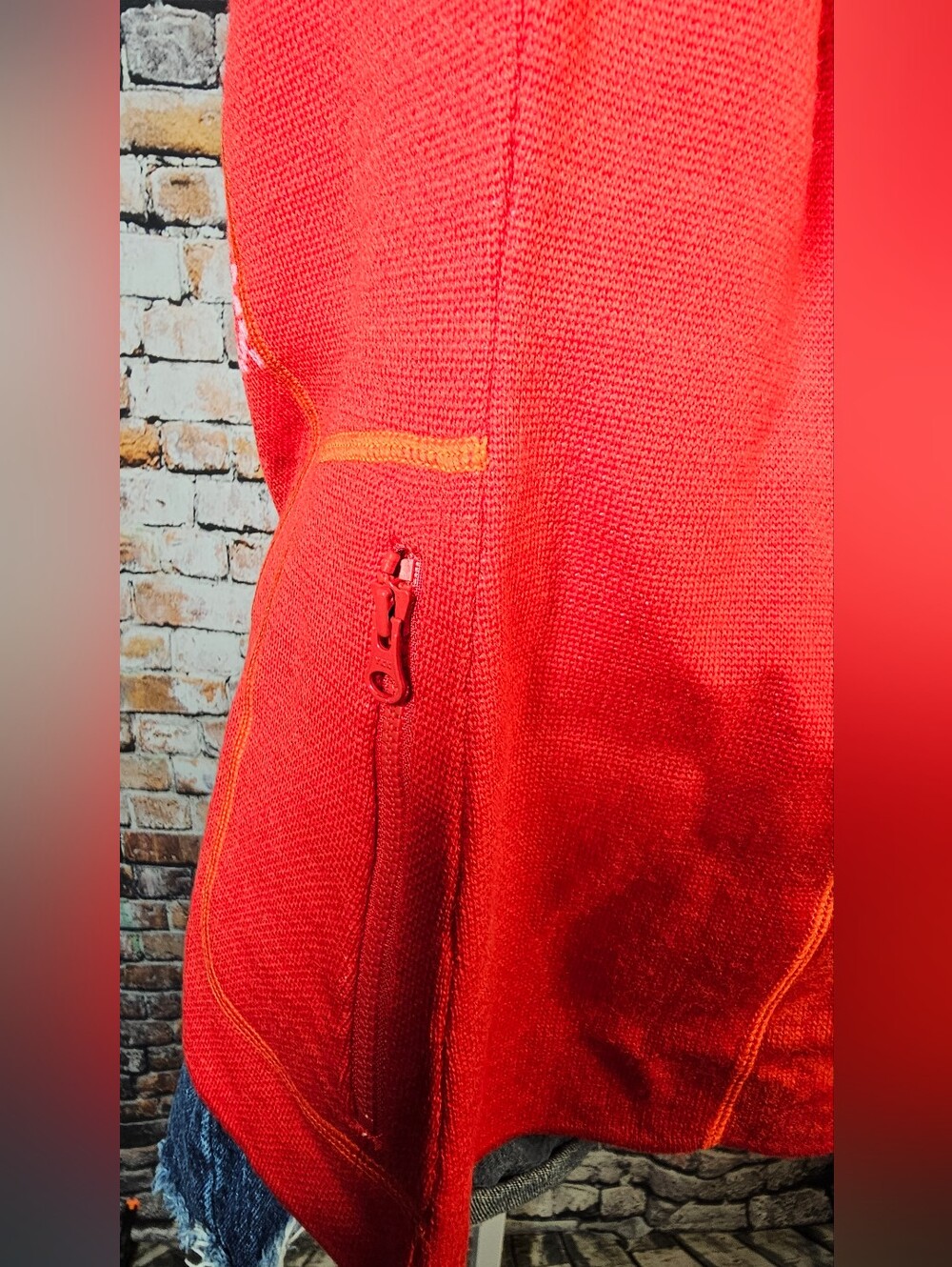 Icelandic Design Haley Half Zip Sweater Women's Sz L Red 100% Merino Wool NWT - Picture 6 of 9